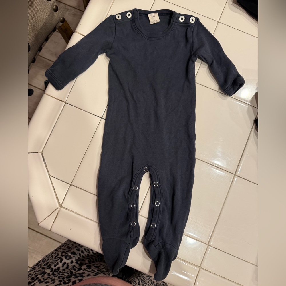 kate quinn Navy Long-Sleeve Footie One-Piece with Snaps